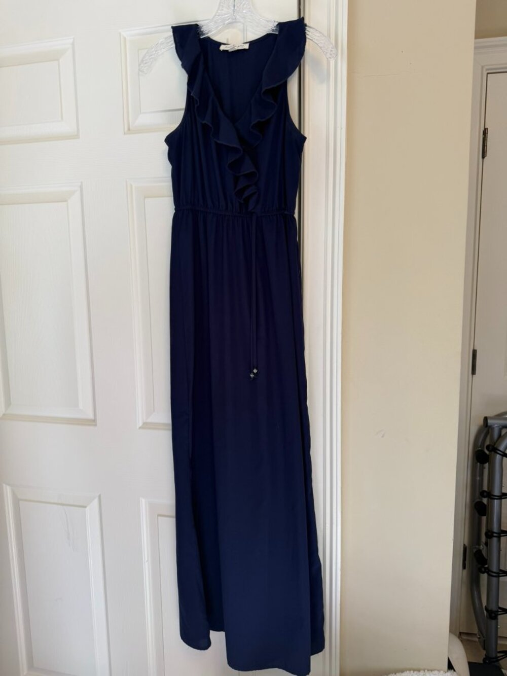 Navy Blue Long Cocktail Party Prom Dress